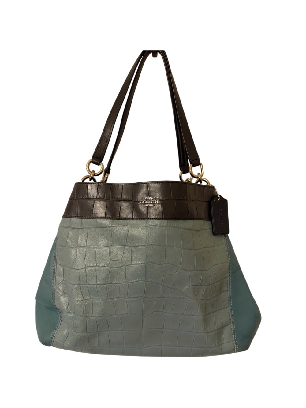 Coach Lexy Leather Crocodile Embossed Triple Compartment Shoulder Bag - NWOT **